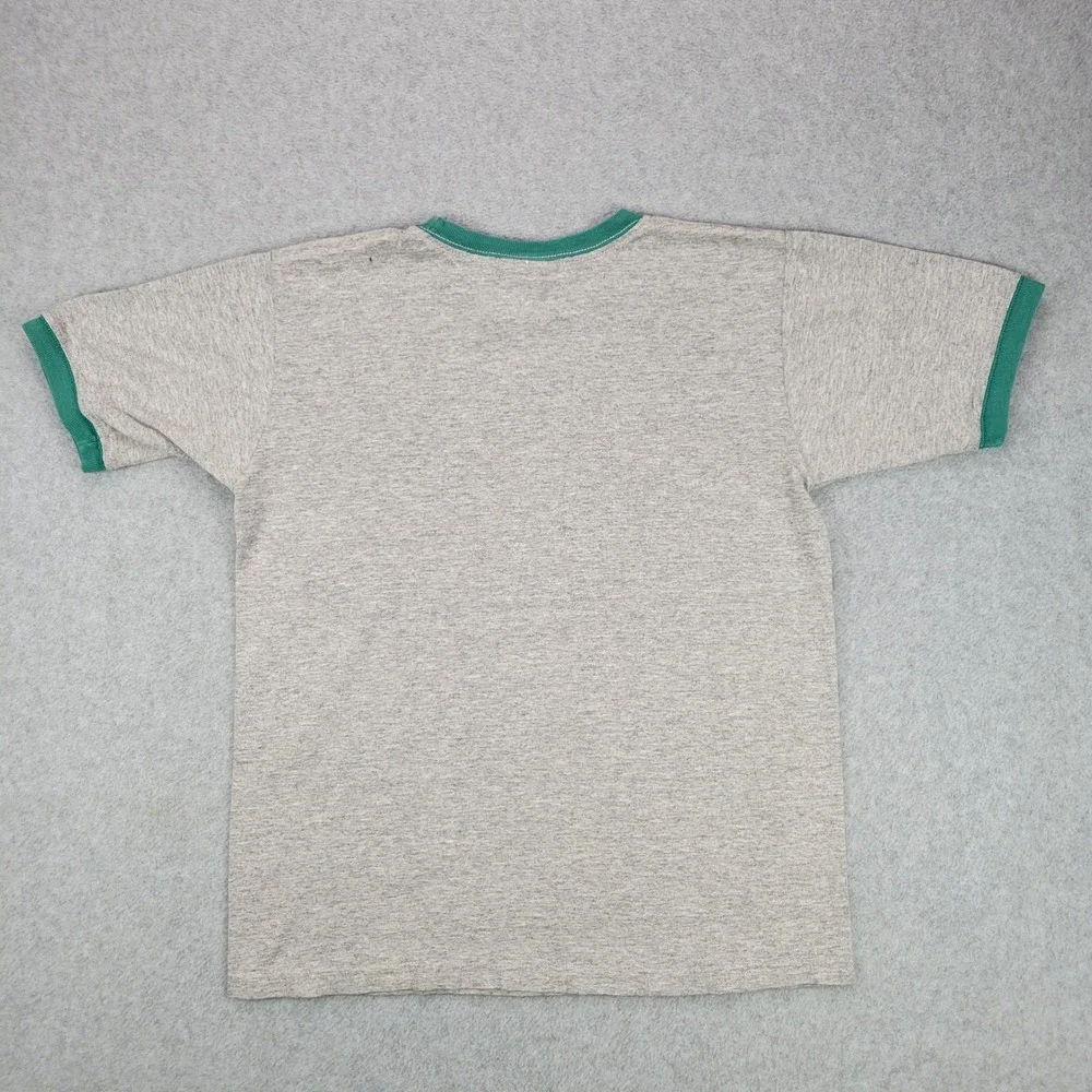 Nike T-Shirt Kids Small 8 Gray Green Ringer Sportswear Logo Tee